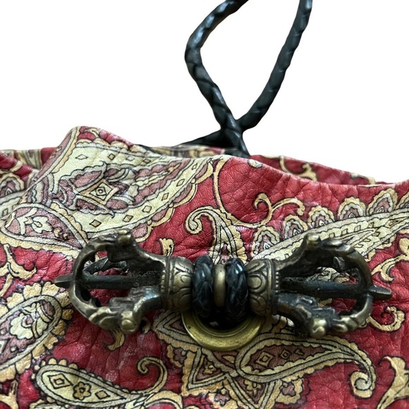 Vintage Handmade Paisley Leather Fringe Crossbody Convertible Shoulder Bag XL - Picture 5 of 11